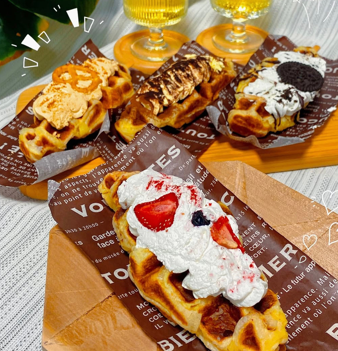 BONBON ワッフルクルーネックT B5114 白黒セット クロッフル4種セット – Yummy Mummy Sweets Lab.